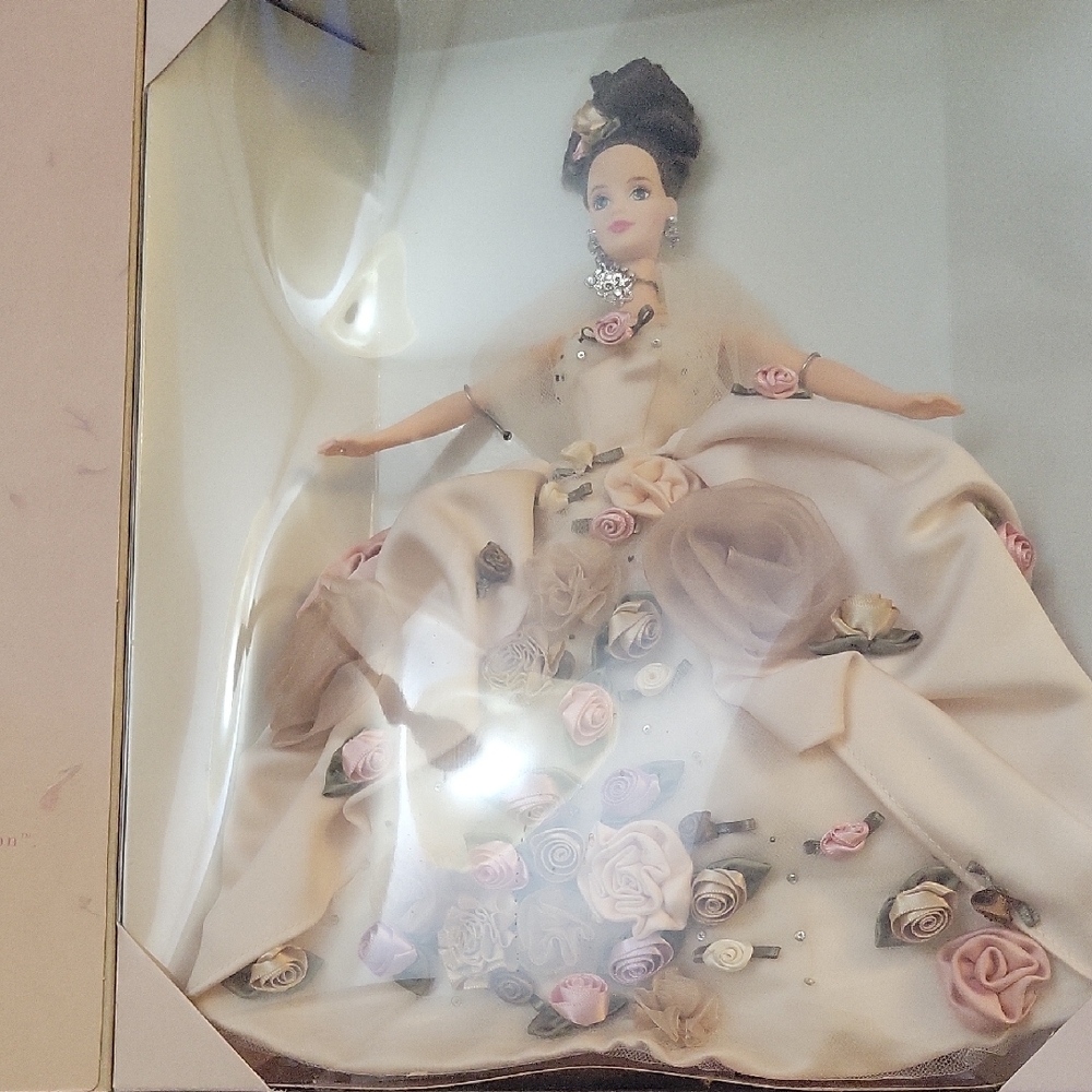 Barbie Antique Rose Elegant Doll with Floral Dress